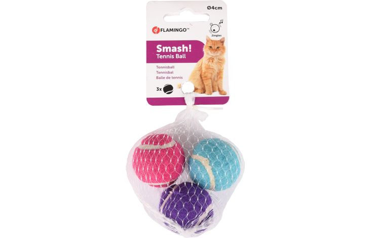 Pelota Tenis Cascabel Gato 3 Und - 4 cmts