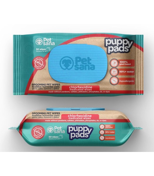 PetSana Puppy Wipes toallitas clorhexidina para perros y gatos