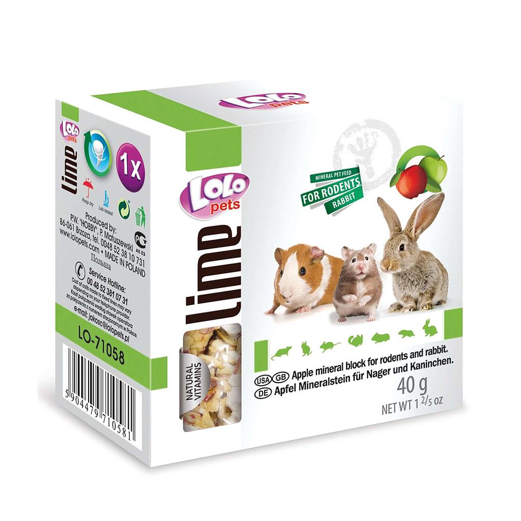 Masticable, bloque mineral de manzana para roedores &quot;LOLO&quot; 40g 